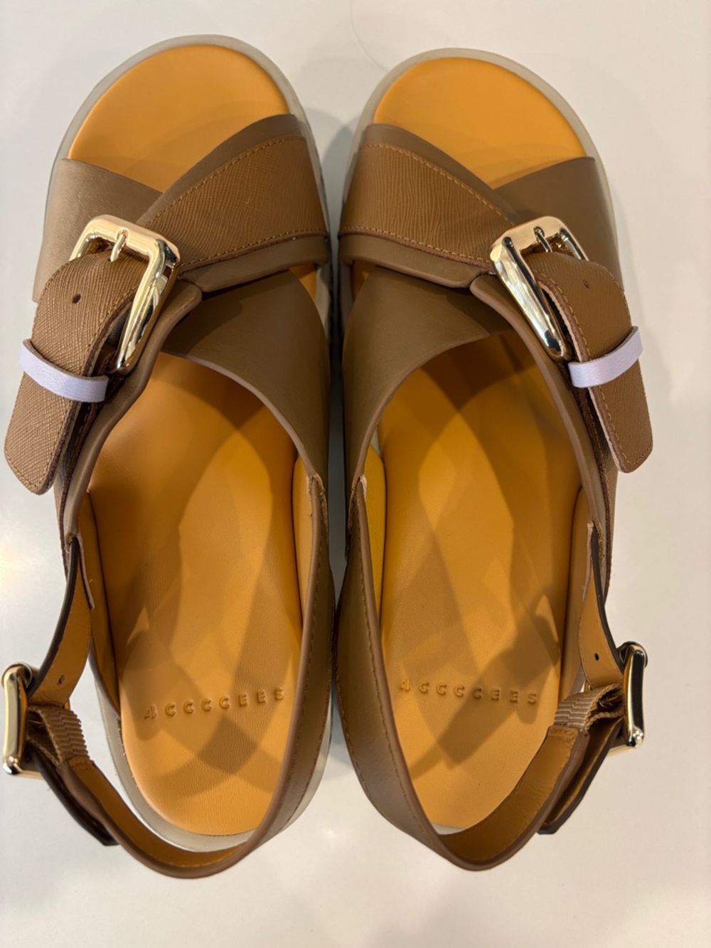 Women’s Brown Leather Buckle Platform Sandals